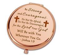 Ximalun Christian Gifts for Women Bible Verse Gifts Be Strong and Courageous Compact Makeup Mirror Baptism Gifts Inspirational Religious Gifts Communion Gifts Christian Gifts for Girls