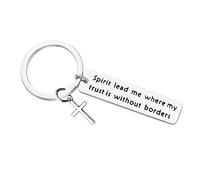 Ximalun Christian Keyring Gifts Bible Verse Gifts Spirit Lead Me Where My Trust is Without Borders Keyring Baptism Gifts Communion Gifts Inspirational Religious Gifts for Women Men Girls Boys