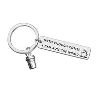 Ximalun Coffee Lover Gifts Coffee Lover Keyring with Enough Coffee I Can Rule The World Keyring Christmas Birthday Gifts Coffee Lover Gifts for Women Men Coworker Boss Friends