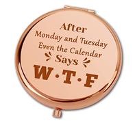Ximalun Colleague Gifts for Women Office After Monday and Tuesday Even the Calendar Says WTF Compact Makeup Mirror Christmas Birthday Gifts Funny Gifts for Women Mum Sister Friends