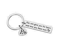 Ximalun Daughter in Law Keyring Gifts Our Son Gave You His Heart and Now You Have Ours Keyring Christmas Birthday Wedding Gifts Mothers Day Gifts Daughter in Law Gifts from Mother in Law