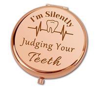 Ximalun Dentist Gifts for Women Dental Hygienist Gifts I’m Silently Judging Your Teeth Compact Makeup Mirror Dental Assistant Gift Dental Student Graduation Gift Dentist Office Orthodontist Gifts