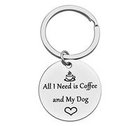 Ximalun Dog Lover Gifts Coffee Lover Keyring All I Need is Coffee and My Dog Keyring Dog Mum Dog Dad Gifts Mothers Day Fathers Day Gift Christmas Birthday Gifts for Dog Coffee Lover