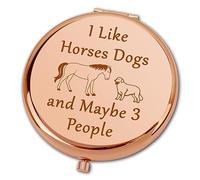 Ximalun Dog Lover Gifts for Women Horse Lover Gifts I Like Horses Dogs and Maybe 3 People Compact Makeup Mirror Horse Riding Gift Horse Owner Gift Dog Mum Gift Dog Owner Gift