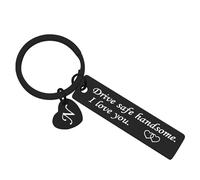 Ximalun Drive Safe Keyring for Him Boyfriend Husband 26 Letter Keyring Gifts for Men Dad Son Drive Safe Handsome I Love You