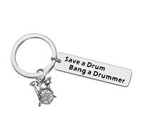Ximalun Drummer Gifts Drummer Keyring Save A Drum Bang A Drummer Keyring Percussionist Gift Drum Player Band Gifts Musical Instrument Keyring Gifts for Drummers Percussionist
