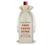Ximalun Funny Birthday Gifts for Women Men Boyfriend Husband Girlfriend Wife Happy Birthday Wine Gift Bag Birthday Gifts for Him Her Fiance Fiancee Drawstring Wine Bottle Bag