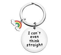 Ximalun Funny Gay Keyring Gay Pride Gifts I Can't Even Think Straight Keyring with Rainbow Charm LGBT Gift Anniversary Valentines Day Gifts Christmas Birthday Gifts Lesbian Gifts