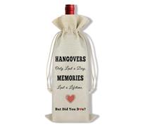 Ximalun Funny Hangover Gift Wine Bag Hangovers Only Last a Day Memories Last a Lifetime Wine Bottle Bag for Bridal Shower Engagement Wedding Bachelorette Party Favor