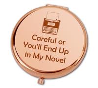 Ximalun Funny Writer Gifts for Women Girls Careful or You'll End up in My Novel Compact Makeup Mirror for Writer Author Novelist Poet Sarcasm Gift Christmas Birthday Gift for Her