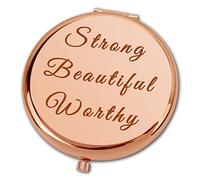 Ximalun Gifts for Women Girls Strong Beautiful Worthy Compact Mirror Pocket Mirror Travel Folding Mirror for Her Christmas Birthday Gifts for Friends Sister Daughter Niece