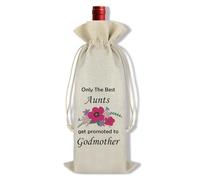 Ximalun Godmother Aunt Gifts Wine Bag Thanks You Appreciation Gifts for Godmother Wine Wrap Bag Godmother Gifts from Godchild Godmother Aunt Gift for Mother’s Day Birthday Christmas