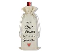 Ximalun Godmother Gifts Only The Best Friends Get Promoted to Godmother Wine Bag Christmas Birthday Gift Baby Pregnancy Announcement Gifts for Godmother Friends