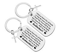 Ximalun Godparents Gifts from Godchild for Baptism Godparents Proposal Gifts Godmother Keyring Godfather Gifts First Communion Gift Christmas Birthday Christening Gifts for Godparent