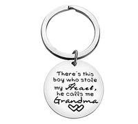 Ximalun Grandma Keyring Grandma Gifts from Grandson There's This Boy Who Stole My Heart He Calls Me Grandma Keyring Mothers Day Gifts Christmas Birthday Gifts for Grandmother Nana