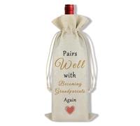 Ximalun Grandparents to Be Gift Pregnancy Announcement Gift for Grandparents Pairs Well with Becoming Grandparents Again Wine Bag Baby Reveal Gift New Grandma Grandad Gift
