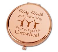 Ximalun Gymnastics Gifts for Girl Why Walk When You Can Cartwheel Compact Makeup Mirror for Gymnastics Christmas Birthday Gift Gymnastics Lover Gift Gymnastics Coach Gift