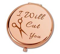 Ximalun Hairdresser Gifts for Women I Will Cut You Compact Makeup Mirror Hair Stylist Gifts Cosmetology Graduation Gift Christmas Birthday Gifts for Hair Dresser Barber