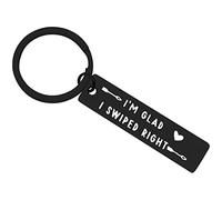 Ximalun I'm Glad I Swiped Right Keyring Gifts for Boyfriend Girlfriend Husband Wife New Relationship Gifts Anniversary Christmas Birthday Gifts Valentines Day Gifts for Him or Her