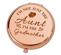 Ximalun I'm Not Just The Aunt I'm The Godmother Compact Makeup Mirror for Auntie Godmother Baptism Gifts Christmas Birthday Christian Gifts for Auntie