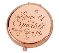 Ximalun Inspirational Gifts for Women Leave a Little Sparkle wherever You Go Compact Makeup Mirror Encouragement Gift Christmas Birthday Gifts for Friend Sister Daughter Mum Auntie