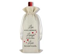Ximalun Inspirational Gifts for Women Men Wine Bag Live Every Moment Laugh Every Day Love Beyond Words Wine Bottle Bag Motivational Encouragement Gifts Graduation Christmas Birthday Gift