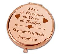 Ximalun Inspirational Gifts for Women She's A Dreamer A Doer A Thinker Compact Mirror Travel Folding Mirror for Her Motivational Gift Encouragement Gift for Friends Sister Daughter Niece