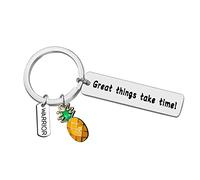 Ximalun IVF Support Gifts IVF Pineapple Gifts Keyring Great Things Take Time Infertility Warrior Gift Infertility Awareness Gift Transfer Day TTC Gift IVF Gift for Infertility Mum