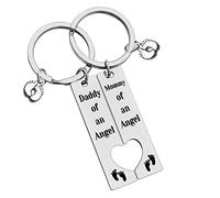 Ximalun Loss Memorial Keyring Gifts Mommy of an Angel Daddy of an Angel Keyring Set Miscarriage Keepsake Baby Memorial Gifts Remembrance Gifts Sympathy Gifts for Infant Child Loss