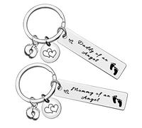 Ximalun Loss Memorial Keyring Mommy of an Angel Daddy of an Angel Keyring Set Miscarriage Keepsake Baby Memorial Gifts Pregnancy Loss Gifts Sympathy Gifts for Infant Child Loss