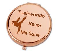 Ximalun Martial Arts Gifts Taekwondo Keeps Me Sane Compact Makeup Mirror for Taekwondo Students Beginner Coach Teacher Graduation Christmas Birthday Gifts for Women Girls