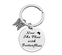 Ximalun Memorial Keyring - Sympathy Gifts: Now She Flies with Butterflies Keyring - Bereavement & Remembrance Gifts for Loss of Mother, Grandma, Wife, Sister, Daughter, Friend