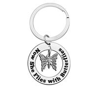 Ximalun Memorial Keyring Sympathy Gifts Now She Flies with Butterflies Keyring In Memory of Loved Gift Bereavement Gift Memorial Gifts for Loss of Mother Grandmother Wife Sister Daughter Friend