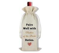 Ximalun Mother of The Bride Gifts Wine Bag Wedding Gifts for Mother of The Bride Pairs Well with Mother of The Bride Duties Wine Bottle Bag Wedding Gifts for Mum from Daughter