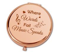 Ximalun Music Gift Where Words Fail Music Speaks Compact Makeup Mirror for Music Teacher Student Musician Gift Music Lover Gift Graduation Christmas Birthday Gift for Her