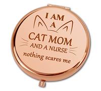 Ximalun Nurse Gifts for Women Cat Mum Gifts I am a Cat Mom and a Nurse Nothing Scares Me Folding Makeup Mirror Nurse Week Day Mothers Day Christmas Birthday Gift for Nurse