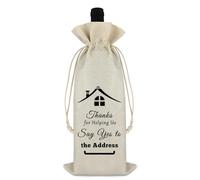 Ximalun Realtor Wine Bag Thank You Gift for Realtor Housewarming New Homeowner Gift Ideas Burlap Drawstring Wine Bottle Bag Appreciate Gift for Realtor Real Estate Agent Gifts