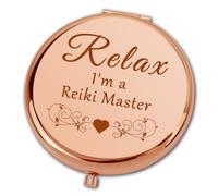 Ximalun Reiki Master Gifts for Women Reiki Healer Gift Relax I'm A Reiki Master Compact Makeup Mirror Reiki Healing Gifts Inspirational Christmas Birthday Gifts for Her
