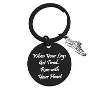 Ximalun Runner Gifts Keyring Fitness Gym Gift When Your Legs Get Tired Run with Your Heart Keyring Trainer Gift Get Fit Running Inspirational Gifts for Women Men Girls Boys