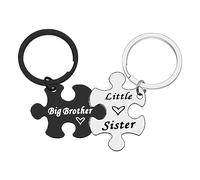 Ximalun Sister and Brother Keyring Set Brother and Sister Gifts Little Sister Big Brother Matching Keyring Little Sister Gifts from Brother Christmas Birthday Gifts Family Gifts for Sister Brother