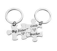 Ximalun Sister Brother Keyring Set Brother and Sister Gifts for Big Sister Little Brother Keyring Set Brother Gifts from Sister Christmas Birthday Gifts Sibling Gifts for Sister Brother