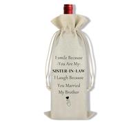 Ximalun Sister in Law Gifts from Sister Wine Bag Funny Sister in Law Gifts Wine Bottle Bag Christmas Mother's Day Birthday Wedding Gifts Ideas for Future Sister in Law