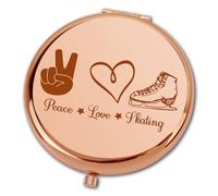 Ximalun Skating Gifts for Women Girls Ice Skater Gift Compact Mirror for Figure Skating Coach Skate Lover Gift Skating Team Sport Skater Pocket Makeup Mirror for Women