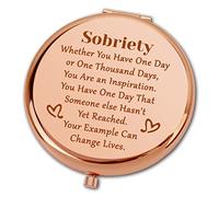 Ximalun Sobriety Compact Makeup Mirror for Women - Engraved Addiction Recovery Gift for Her - AA, NA, 12 Step, Alcoholics Anonymous Recovery Gift