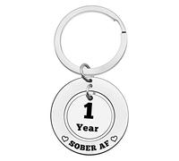 Ximalun Sobriety Gift Keyring 1 Year Sober Anniversary Keyring Addiction Recovery Gift NA Gift AA Alcoholics Anonymous Recovery Gift 1 Year Sobriety Gift for Men Women