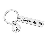 Ximalun Sobriety Gift Sobriety Keyring 1 Year Sobriety Anniversary Keyring Addiction Recovery Gift AA Gift NA Gift Sober AF Gift AA Recovery Sobriety Gifts for Men Women