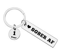 Ximalun Sobriety Gift Sobriety Keyring 1 Year Sobriety Anniversary Keyring Sober AF Gift Addiction Recovery Gift AA Gift NA Gift Recovery Sobriety Gifts for Women Men