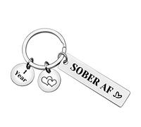Ximalun Sobriety Gifts Sober AF Keyring 1 Year Sobriety Anniversary Keyring AA Gift NA Gift Addiction Recovery Gift Alcoholics Anonymous AA Recovery Encouragement Gift