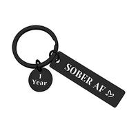 Ximalun Sobriety Gifts Sober AF Keyring 1 Year Sobriety Anniversary Keyring AA NA Recovery Gift Addiction Recovery Gift 1 Year Sober AF Encouragement Gift