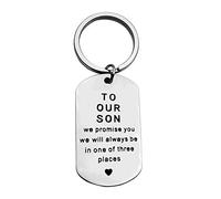 Ximalun Son Keyring Gifts from Mum and Dad We Promise You We Will Always Be In of Three Places Keyring for Son Graduation Gifts Wedding Christmas Birthday Gifts for Son